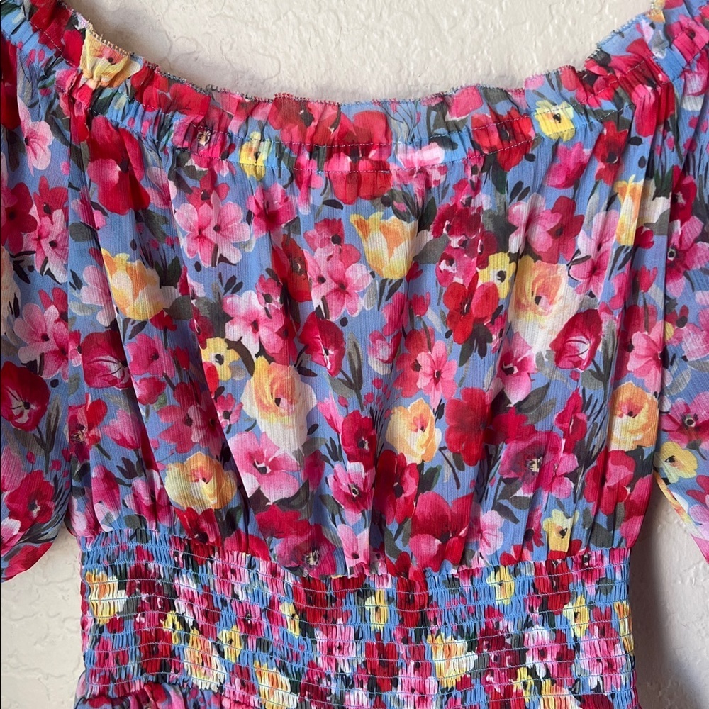 L'AGENCE Aubriella floral off shoulder keyhole neck top - Picture 11 of 12